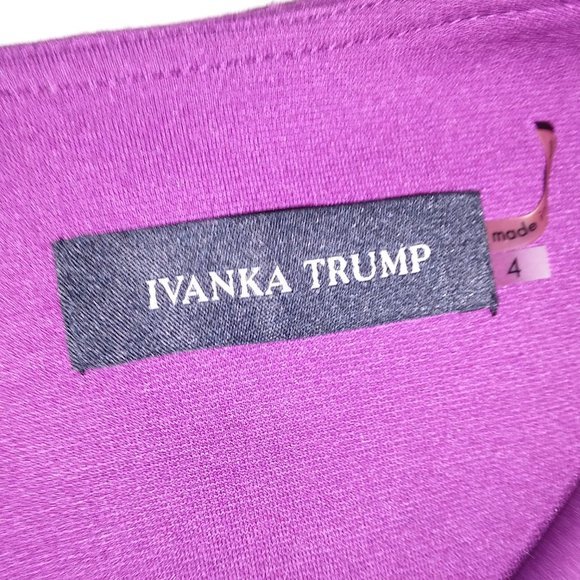 Ivank Trump Pencil Dress Size 4 Solid Purple Sleeveless Gold Hardware Criss Cros - Picture 11 of 12
